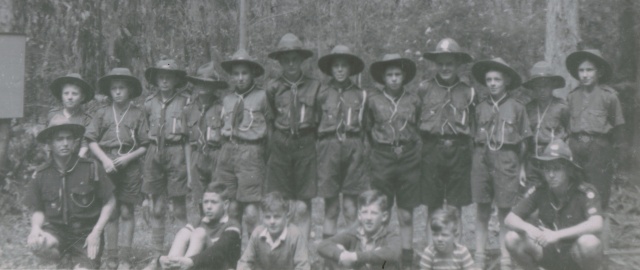 Don and his scout troop about 1960 with his son bottom right in stripped shirt